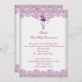 Invitation Première Sainte Communion 1re Croix Filles Rose Li (Devant / Derrière)
