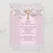 Invitation Première Sainte Communion 1re Filles Croix Dentell (Devant / Derrière)