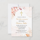 Invitation Première sainte communion aquarelle rose (Devant)