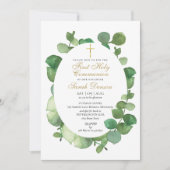 Invitation Première Sainte Communion Aquarelle Verdure (Devant)
