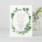 Invitation Première Sainte Communion Aquarelle Verdure (Debout devant)