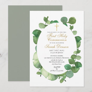 Invitation Première Sainte Communion Aquarelle Verdure
