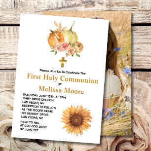 Invitation Première Sainte Communion Automne Citrouille Tourn