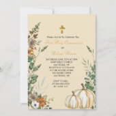 Invitation Première Sainte Communion Automne Rustique Brown F (Devant)