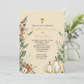 Invitation Première Sainte Communion Automne Rustique Brown F (Debout devant)