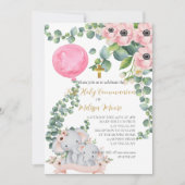 Invitation Première Sainte Communion Balloon rose Eucalyptus (Devant)