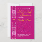 Invitation Première sainte communion baroque Fuchsia Strip (Devant)