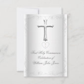 Invitation Première Sainte Communion Blanc Argent Neutre fill (Devant)