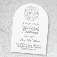 Première Sainte Communion blanc gris ombre texte