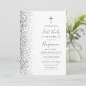 Invitation Première Sainte Communion Blanche avec Bordure Pai (Debout devant)