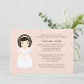 Invitation Première Sainte Communion Brunette Girl (Debout devant)