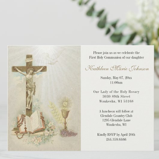Invitation Première sainte communion catholique de l'enfant