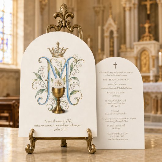 Invitation Première Sainte Communion catholique mariale