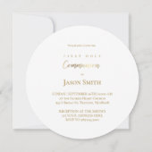 Invitation Première Sainte Communion cercle d'or feuilles ver (Dos)