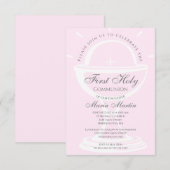 Invitation Première Sainte Communion Chalice Pink Girl (Devant / Derrière)