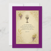 Invitation Première Sainte Communion Chalice & Raisins (Devant)