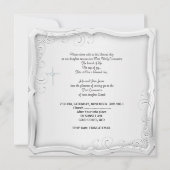 Invitation Première Sainte Communion Croix d'argent rose (Dos)