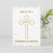 Invitation Première Sainte Communion Croix de coul (Debout devant)