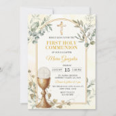 Invitation Première Sainte Communion Croix d'Or (Devant)