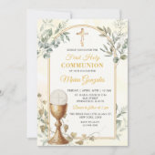Invitation Première Sainte Communion Croix d'Or (Devant)