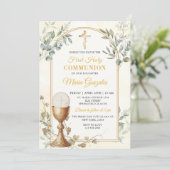 Invitation Première Sainte Communion Croix d'Or (Debout devant)
