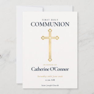 Invitation Première Sainte Communion Croix d'Or