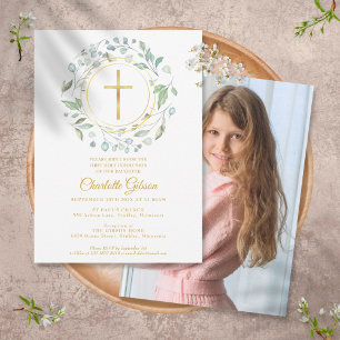 Invitation Première Sainte Communion Croix d'Or de Verdure Ph
