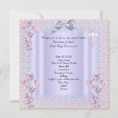 Invitation Première Sainte Communion Croix Fille Lavande Phot (Dos)