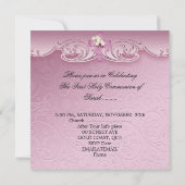 Invitation Première Sainte Communion Croix rose (Dos)