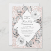 Invitation Première sainte communion de dentelle florale (Devant)