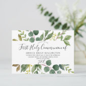 Invitation Première sainte communion de la feuille verte mode (Debout devant)