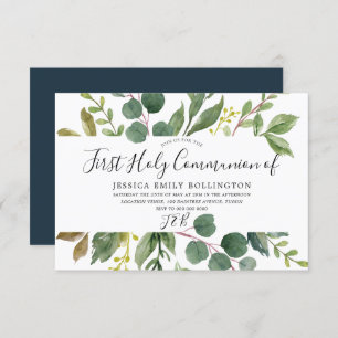 Invitation Première sainte communion de la feuille verte mode