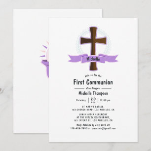 Invitation Première sainte communion de la fille pourpre