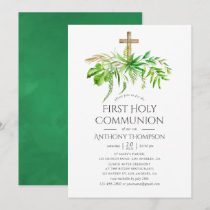 Invitation Première Sainte Communion de la forêt à l'aquarell
