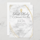 Invitation Première sainte communion de marbre (Devant / Derrière)