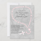 Invitation Première sainte communion de perles roses de (Devant)