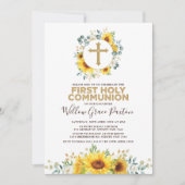 Invitation Première sainte communion de tournesols chics (Devant)