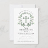 Invitation Première sainte communion du garçon de couronne bo (Devant)