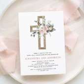 Invitation Première Sainte Communion Dusty Rose Rose Verdure