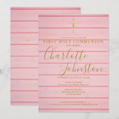 Invitation Première Sainte Communion écriture Bois Rustique R (Devant / Derrière)