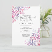 Invitation Première Sainte Communion Élégante Florale (Debout devant)