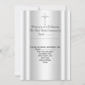 Invitation Première Sainte Communion Fille Blanc Argent (Dos)