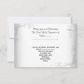 Invitation Première Sainte Communion Fille Blanc Argent (Dos)