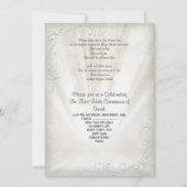 Invitation Première Sainte Communion Fille Blanc Beige Célest (Dos)