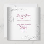 Invitation Première Sainte Communion Fille Blanc Rose (Dos)