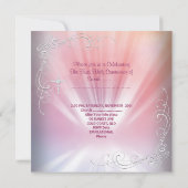 Invitation Première Sainte Communion Fille Blanc Rose Céleste (Dos)