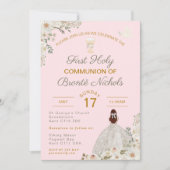 Invitation Première Sainte Communion Fille Blush Chalice rose (Devant)