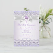 Invitation Première Sainte Communion Filles Croix Lavande pou (Debout devant)