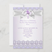 Invitation Première Sainte Communion Filles Croix Lavande pou (Dos)