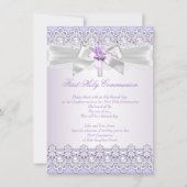 Invitation Première Sainte Communion Filles Croix Lavande pou (Devant)